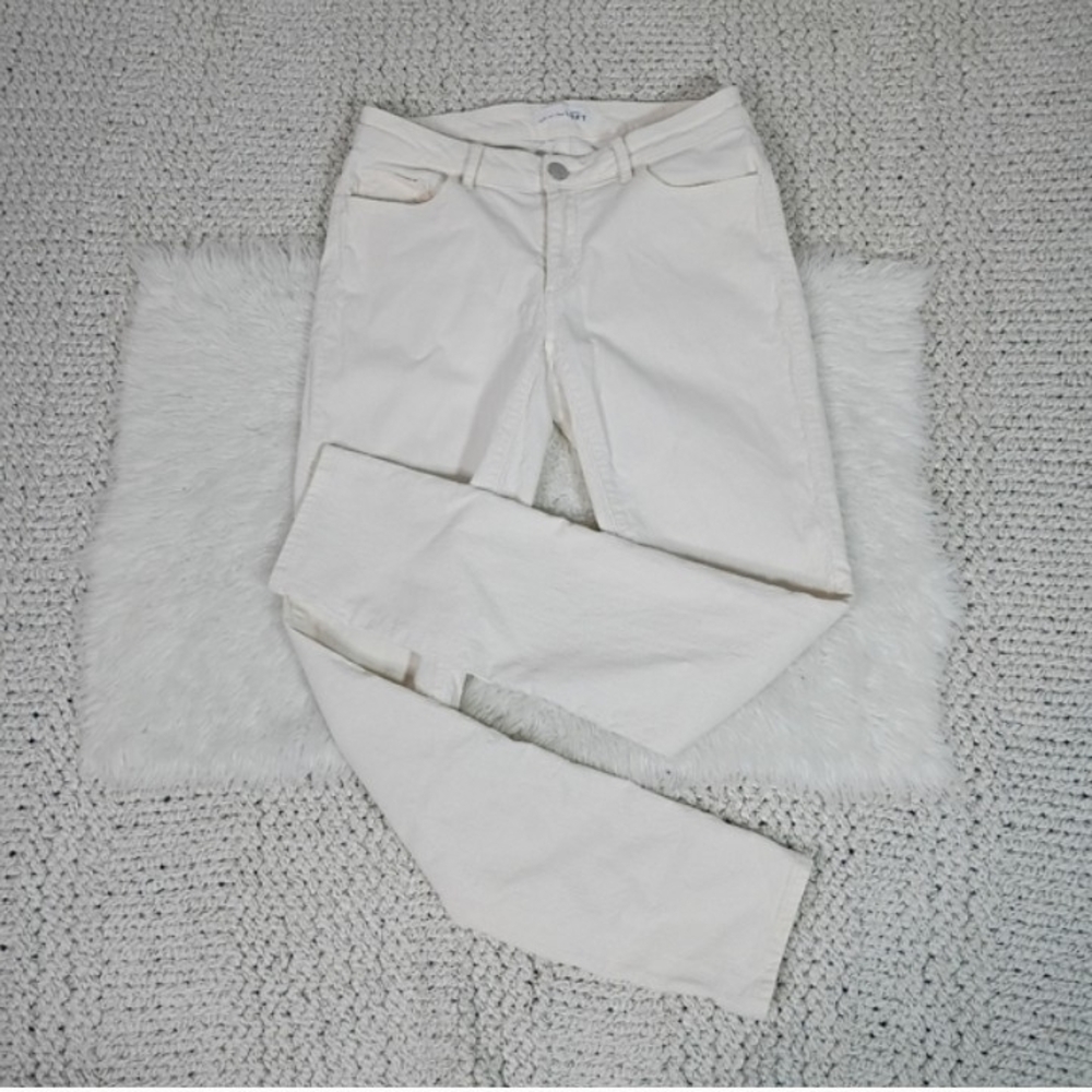 Loft Women's Cream Curvy Skinny Corduroy Pants, Size 26